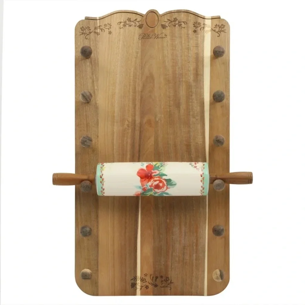 2024 🌺 New Pioneer Woman Rolling Pin & Wall-Mounted Rolling Pins Holder/Stand